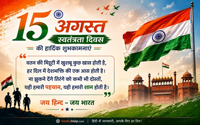Home Page 2 15 August Shayari in Hindi with Indian flag patriotic image